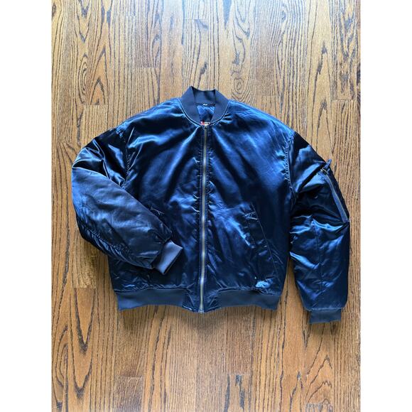 ZARA MAN Blue Satin Bomber Jacket Fall Winter Modern Urban StreetStyle Alt Indie - Picture 8 of 10
